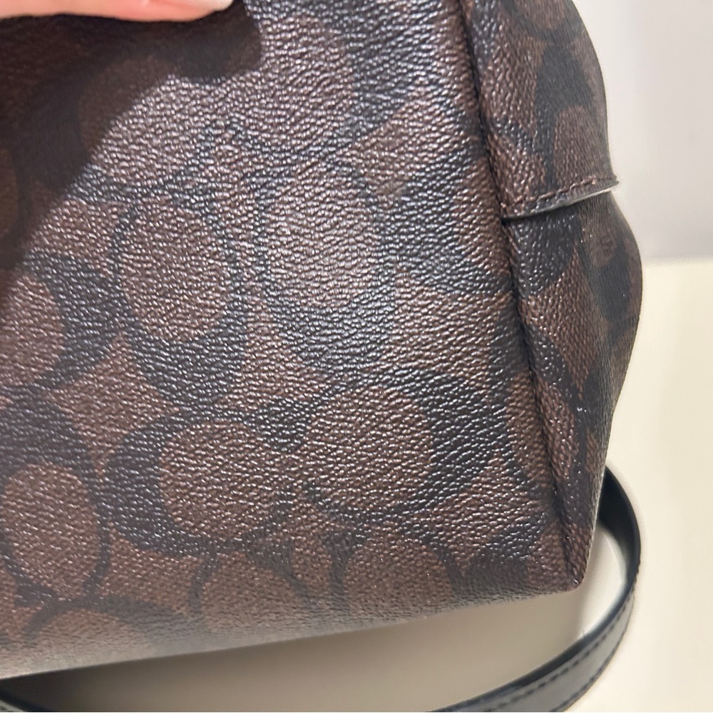 Coach Signature Canvas Brown and Black Tote - Picture 15 of 16